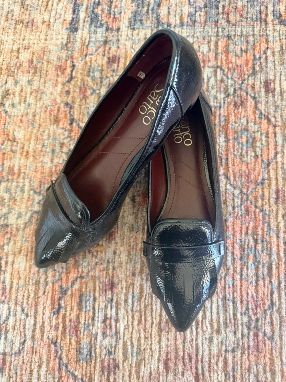 Franco Sarto Black Patent Pointed-Toe Loafers - Women